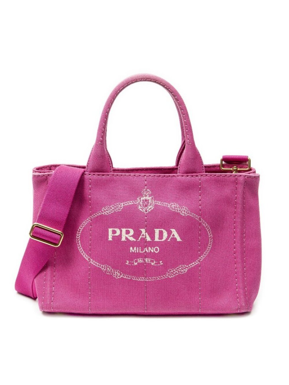 Prada Canapa Small Tote Bag Pink Canvas